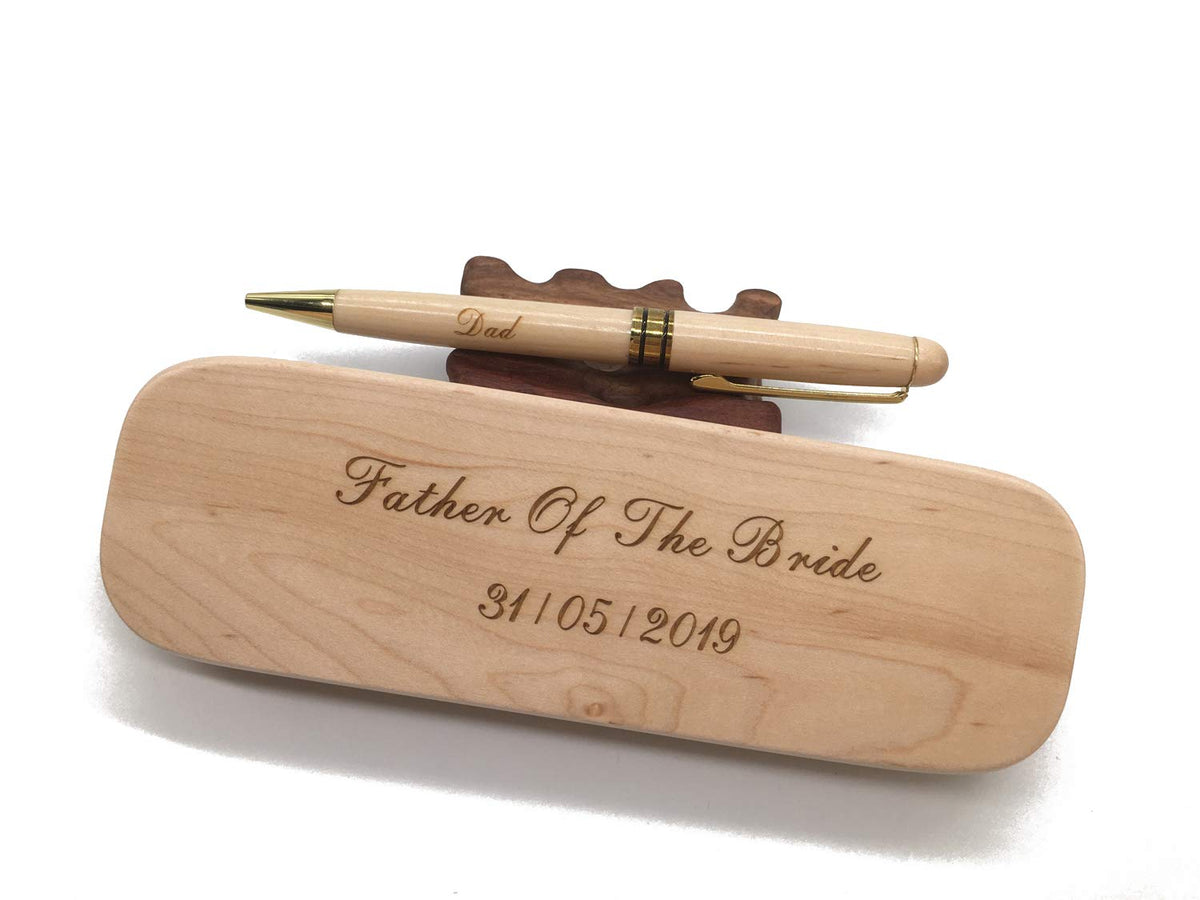 RXFSP Engraved Ballpoint Pen & Case Wooden Personalised Business Gift With Box (maple)