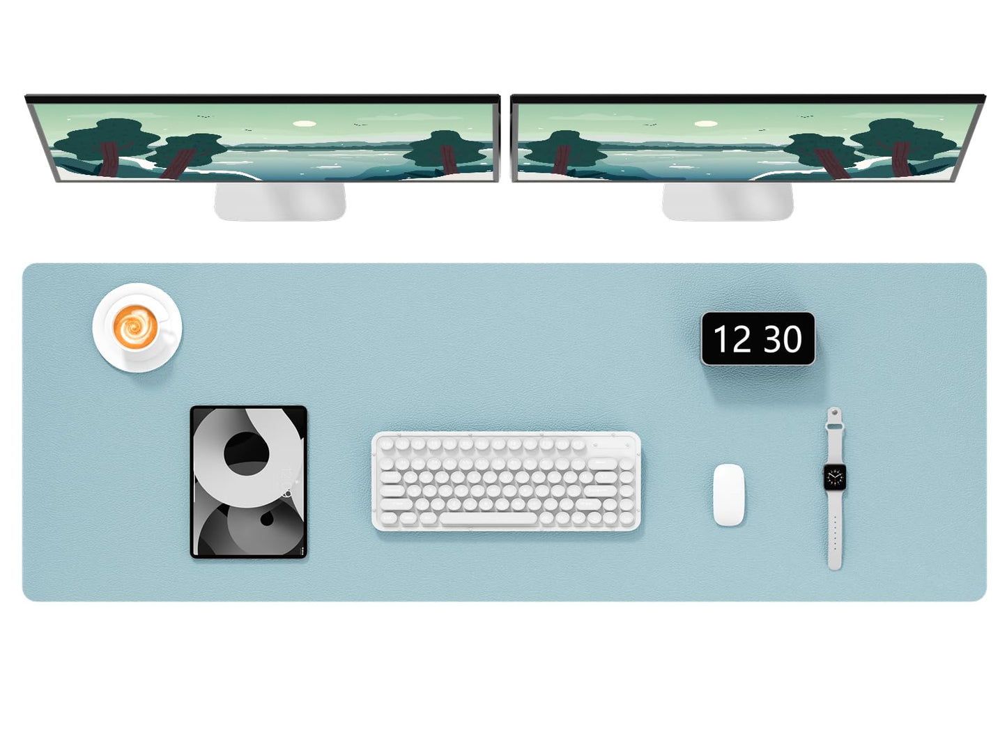 Hsurbtra Desk Pad, 48" x 17" PU Leather Desk Mat, XXXL Extended Mouse Pad, Waterproof Desktop
