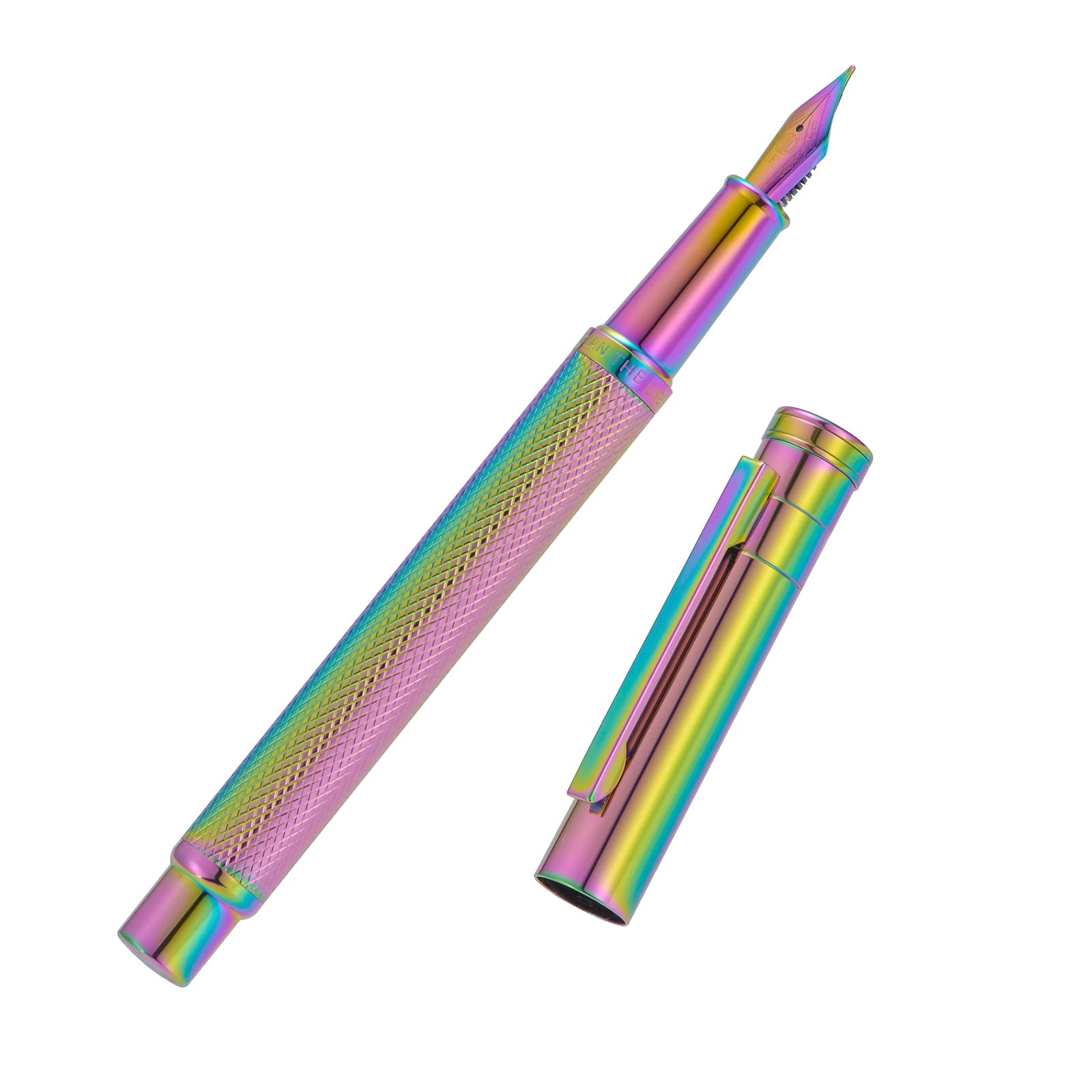 Asvine Hongdian Forest Fountain Pen Extra Fine Nib Rainbow Color with Converter and Metal Pen Box