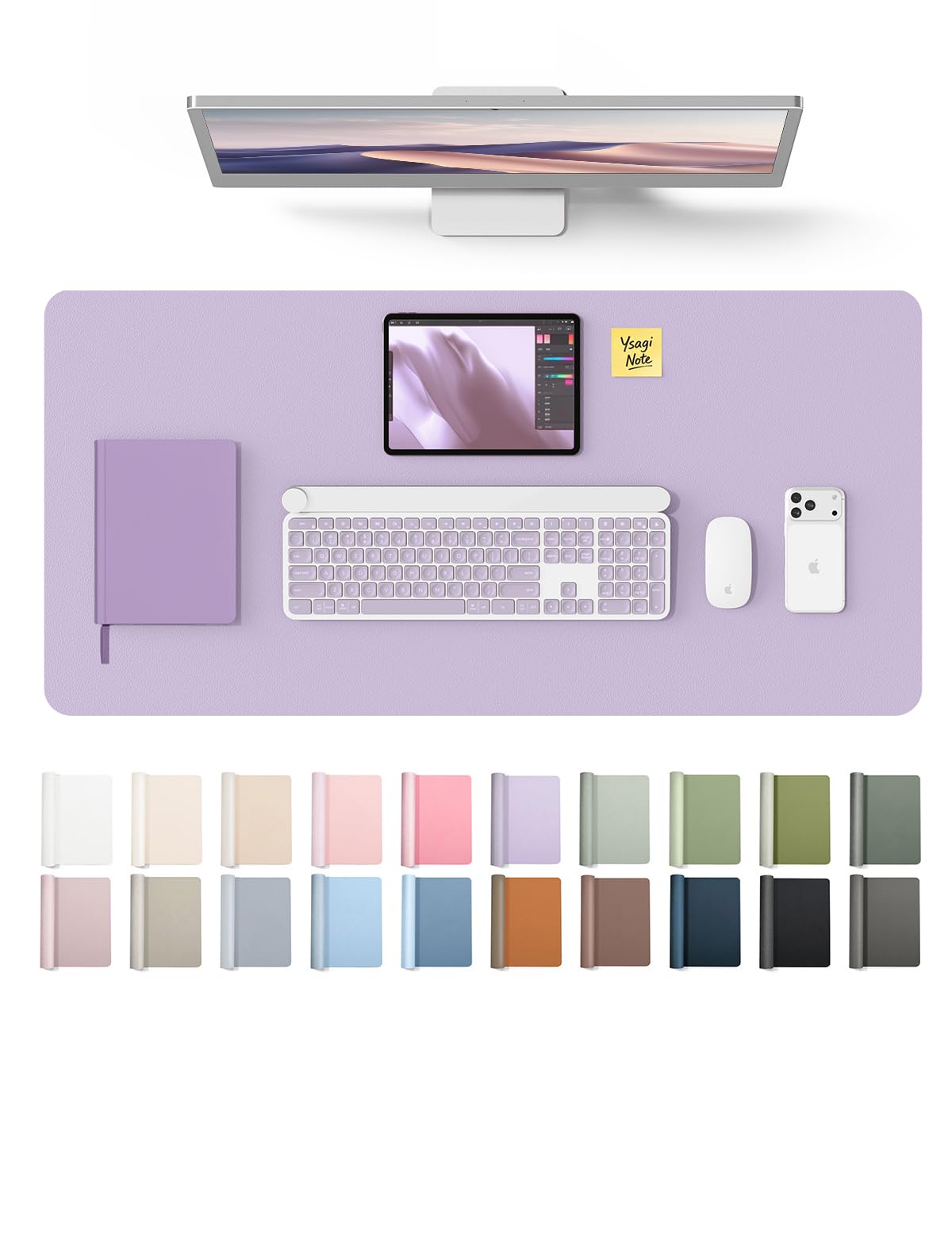 YSAGi Leather Desk Protector, Office Mat, Large Mouse Mat, Non-Slip PU Leather Blotter, Laptop