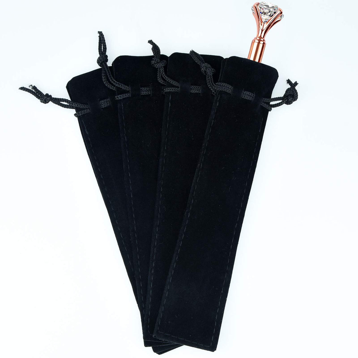 SUMERSHA 100pcs Velvet Pen Pouch Drawstring Pen Bag Single Pen Sleeve Holder for Office Business