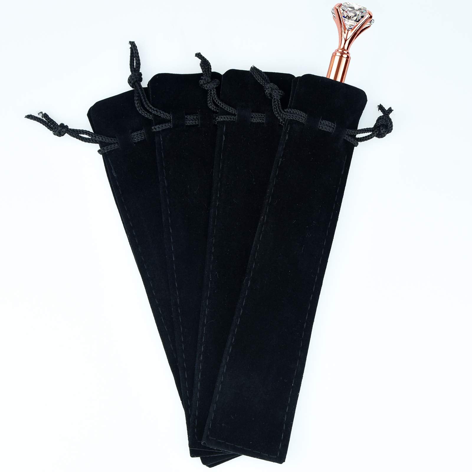SUMERSHA 100pcs Velvet Pen Pouch Drawstring Pen Bag Single Pen Sleeve Holder for Office Business
