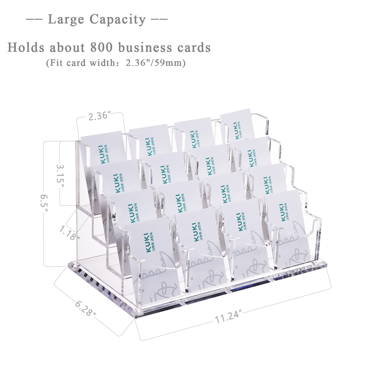 SANRUI Acrylic Vertical Business Card Holder for Desk, 4 Tier 16 Slot