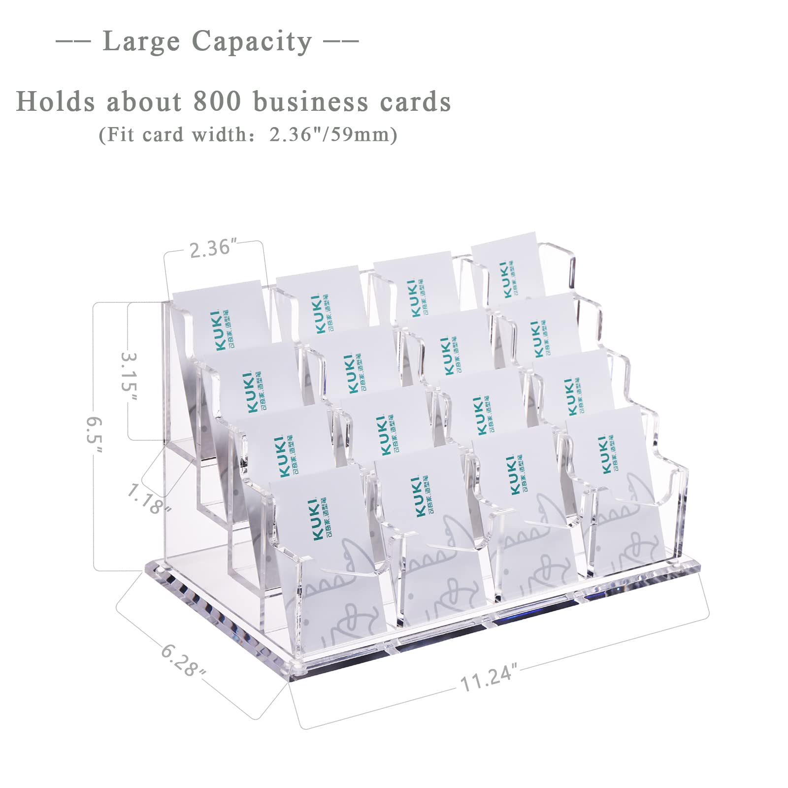 SANRUI Acrylic Vertical Business Card Holder for Desk, 4 Tier 16 Slot
