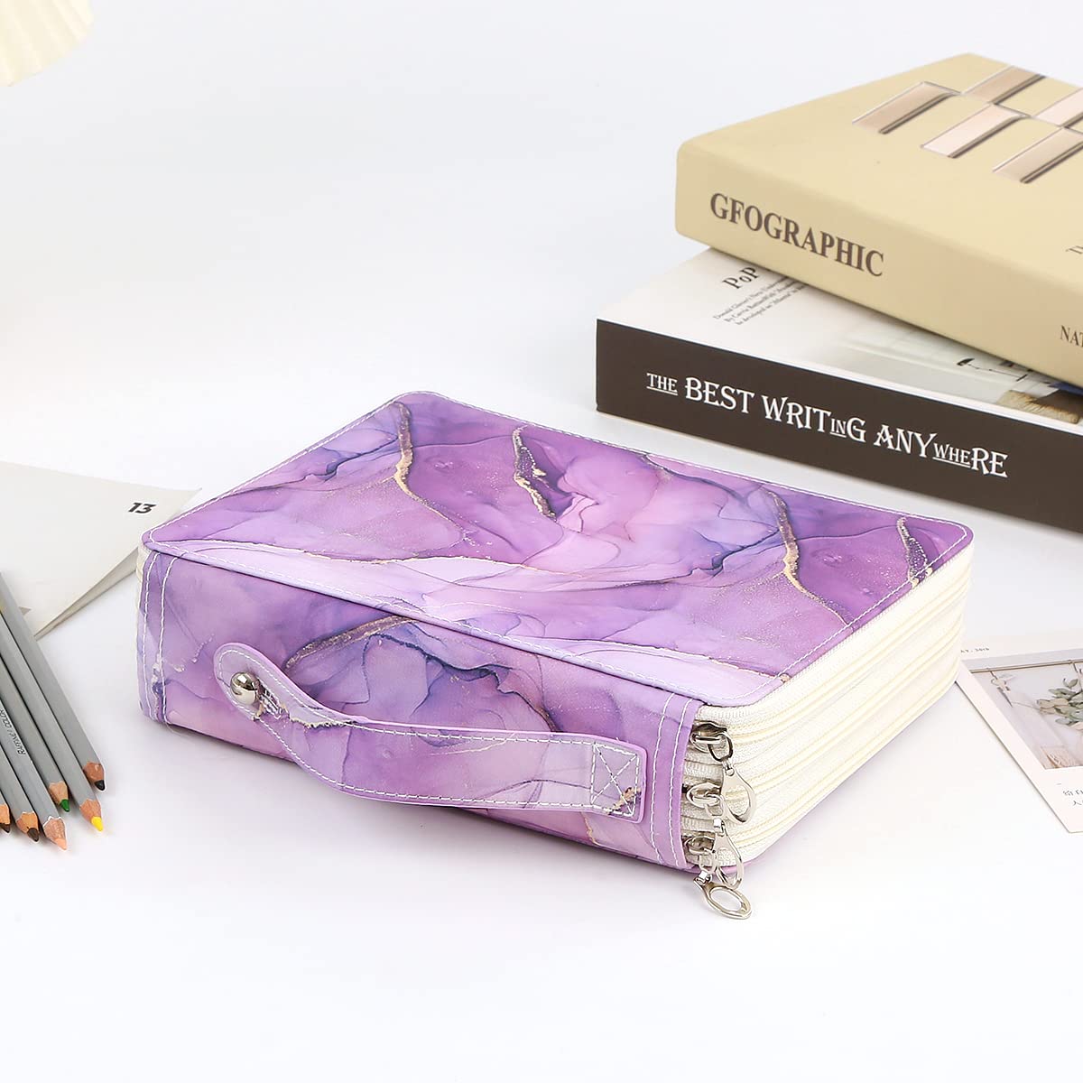 Lbxgap 120 Slots Colored Pencil Case Organizer, 3 Layer Bag