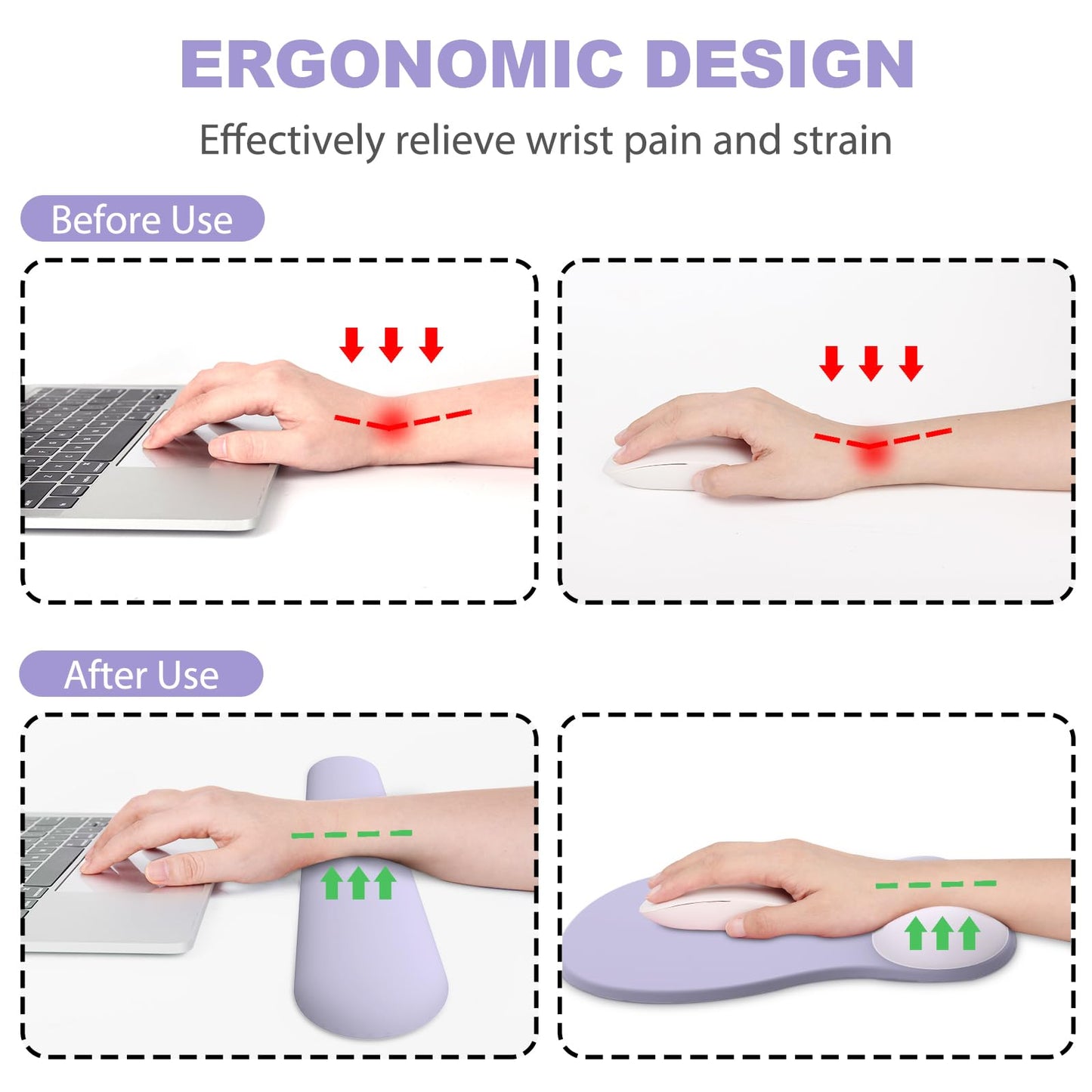 Ergonomic Mouse Pad with Wrist Rest and Keyboard Wrist Rest, Gel Mousepad