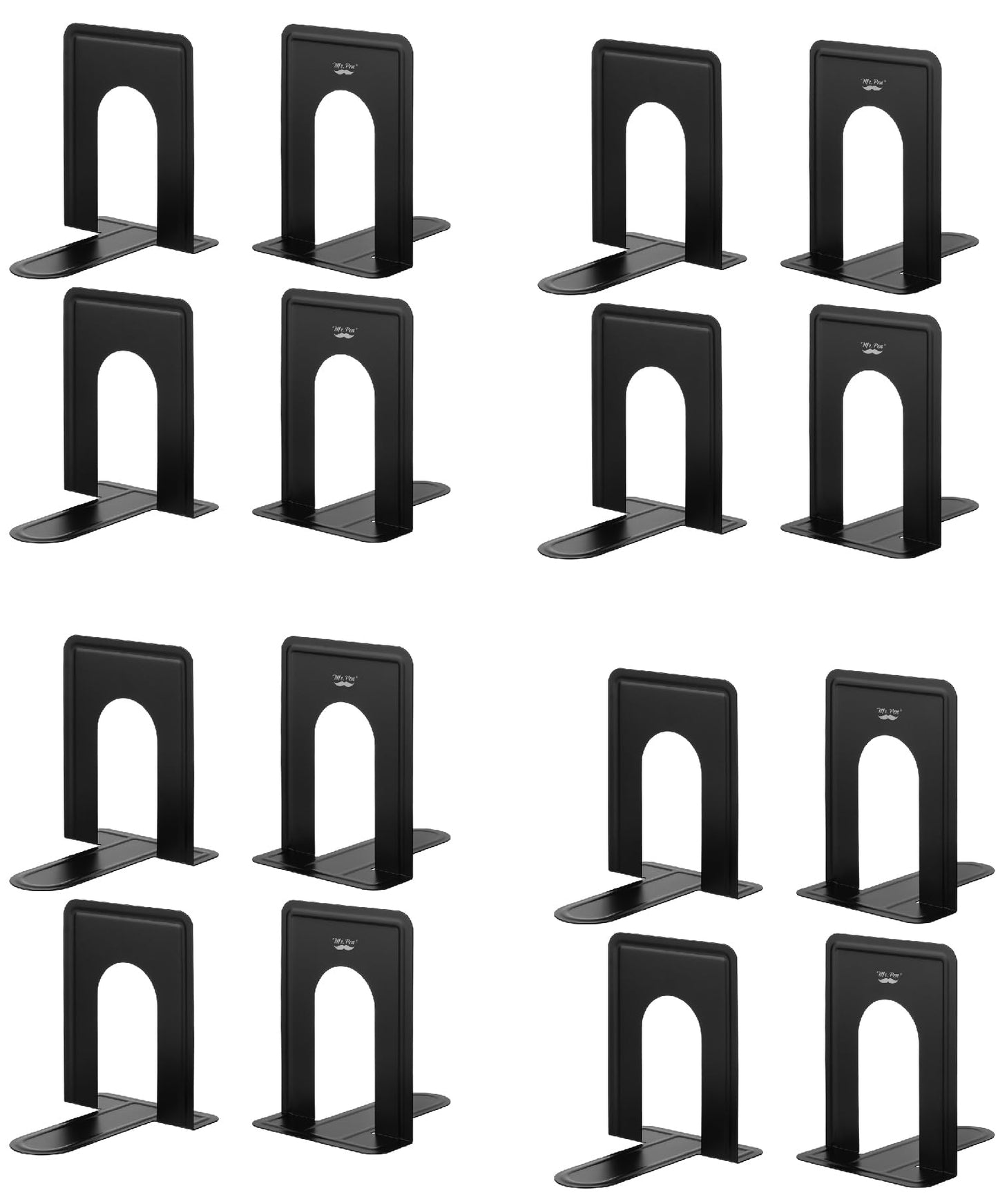 Mr. Pen- Book Ends, Black, 16 Pack, Heavy Duty Metal Bookends for Shelves