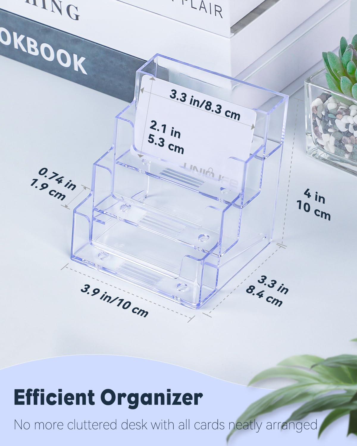 Uniclife 4 Pack Acrylic Business Card Holder for Desk, 240 Card Capacity