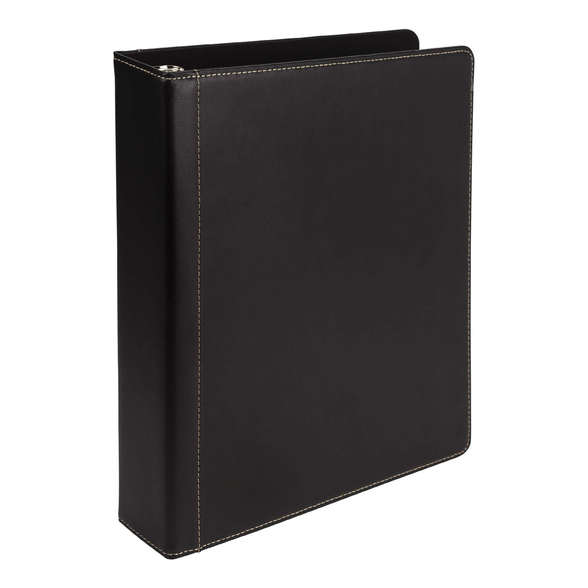 Samsill 1.5 Inch 3 Ring Binder, Leather, Black with Contrast Stitching, 8.5 x 11 Inch, 3 Rings