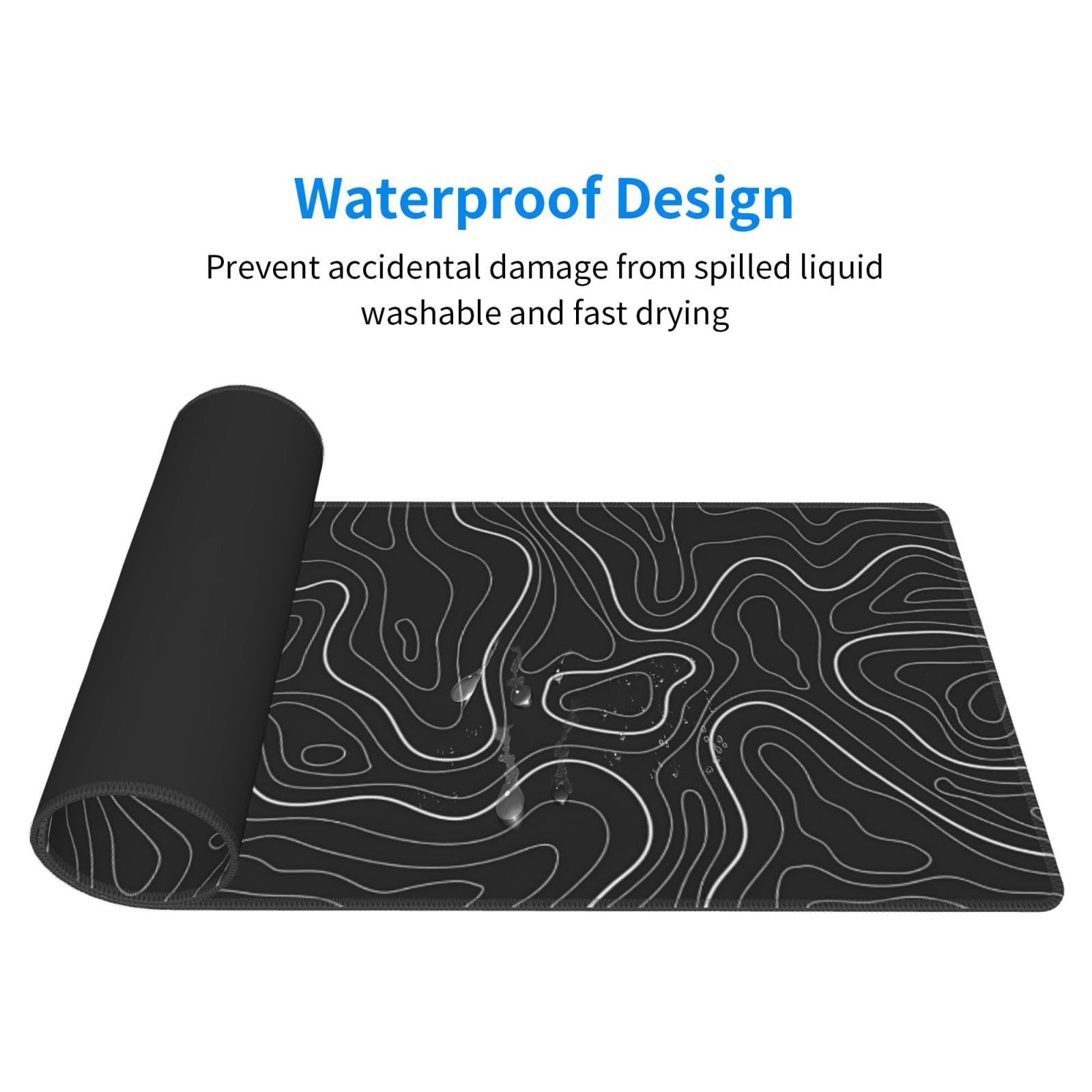 Topographic Contour Extended Big Mouse Pad Large,Gaming Mouse Pad Desk Pad,31.5x11.8 Inch Long