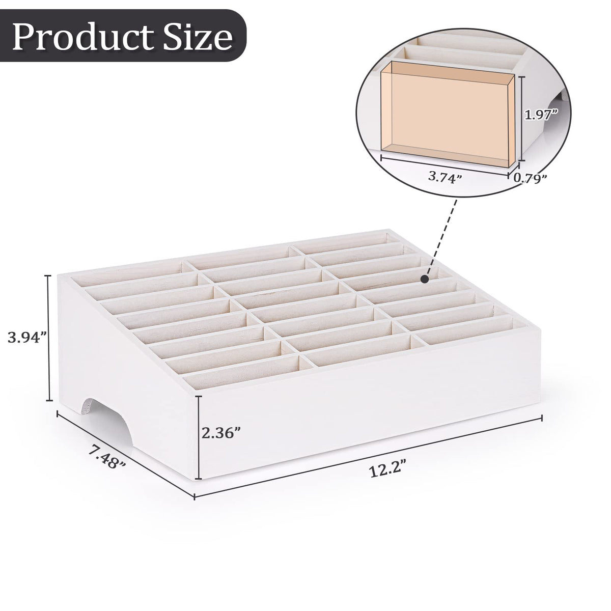 Ozzptuu 24-Grid Wooden Cell Phone Holder Desktop Organizer