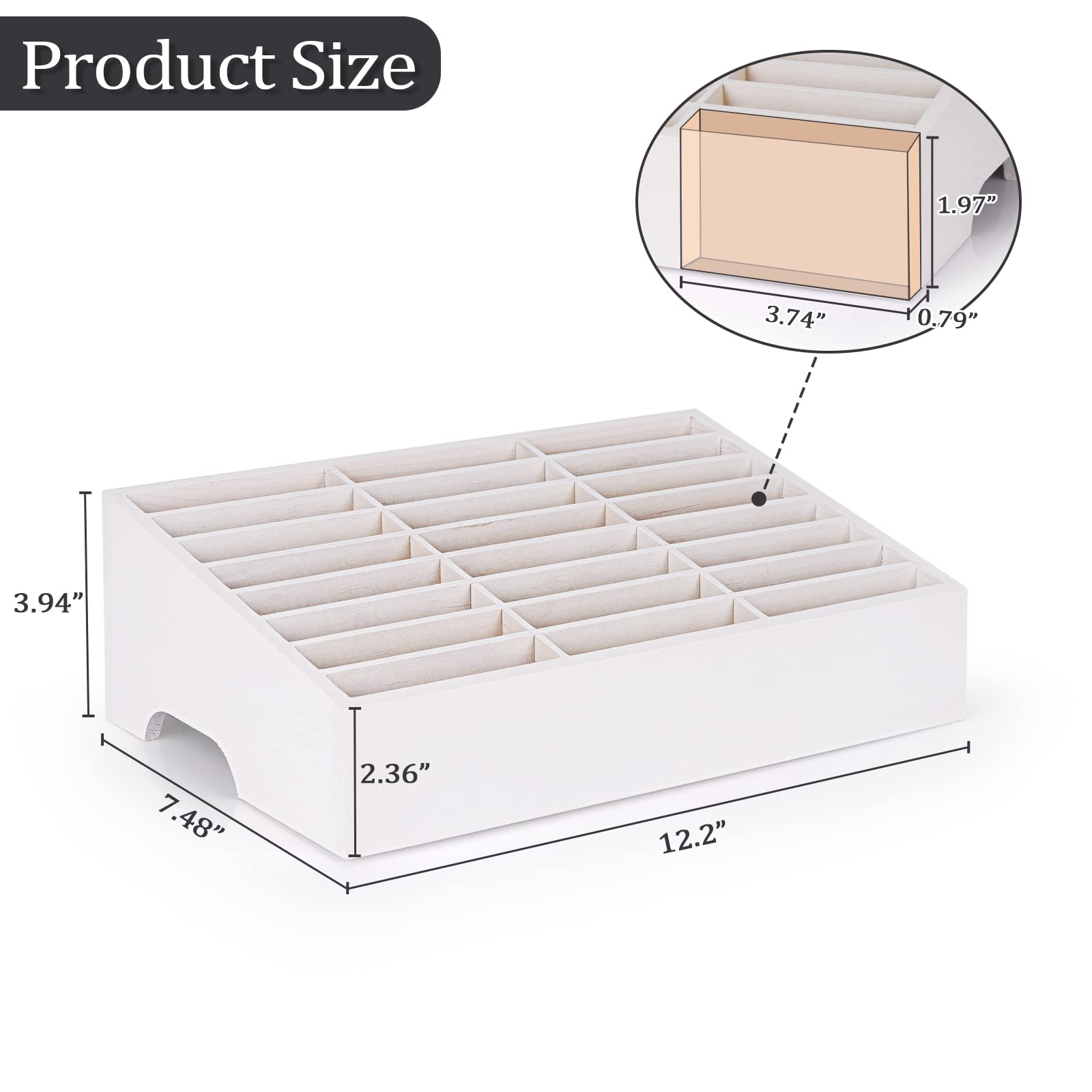 Ozzptuu 24-Grid Wooden Cell Phone Holder Desktop Organizer