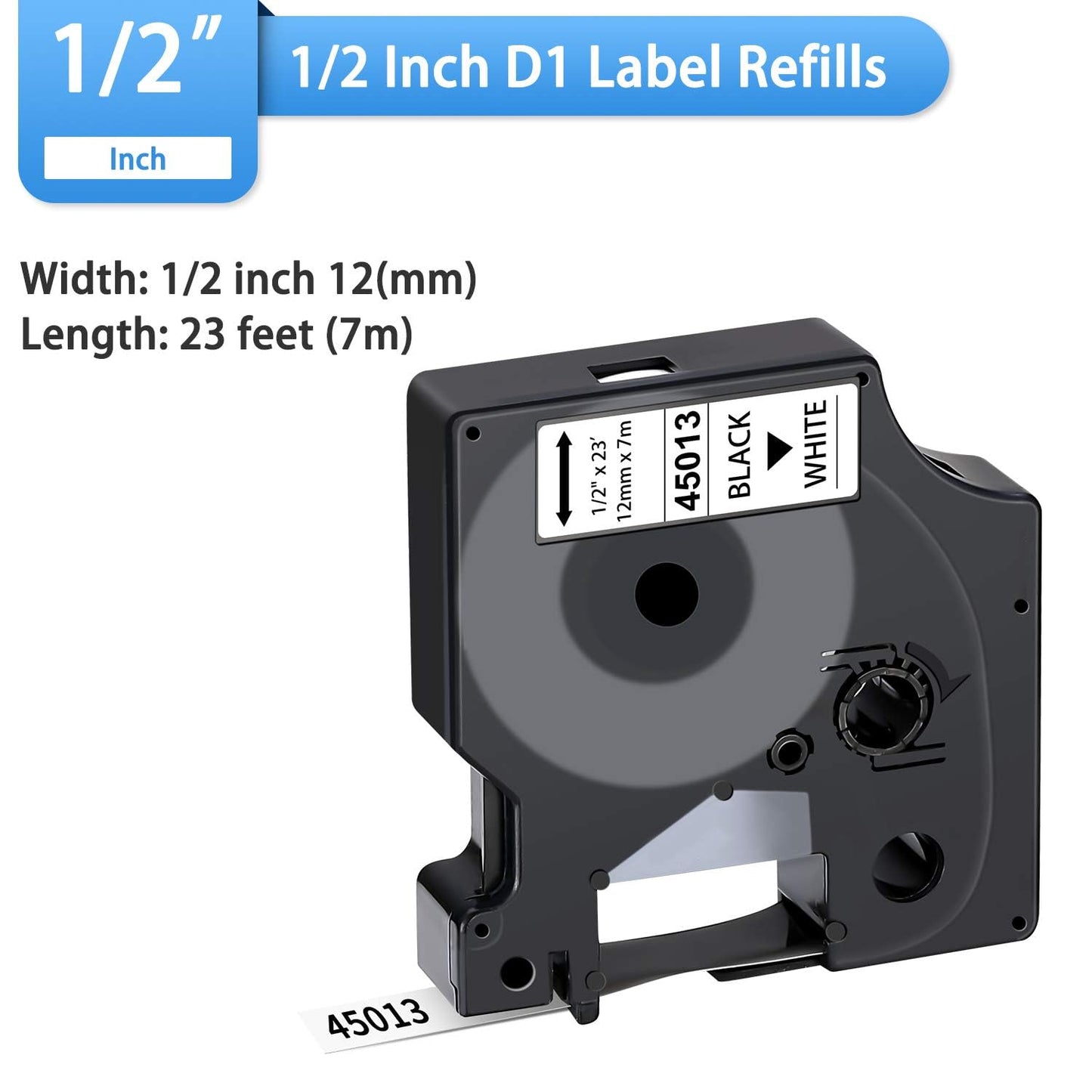 10-Pack Label Maker Tape Compatible with DYMO D1 Label Tape 45013 S0720530 Black on White 1/2 Inch