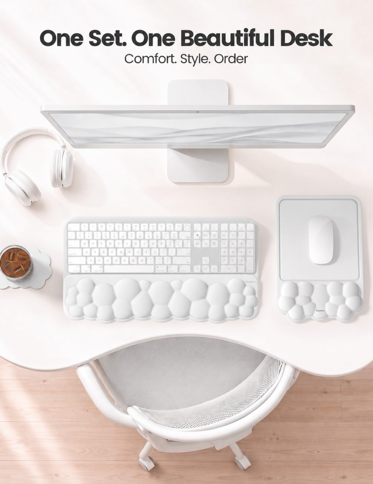 Vaydeer Keyboard Riser and Mouse Pad with Wrist Rest Set, Coaster Included
