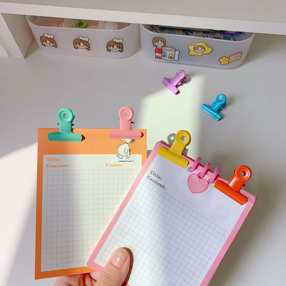 28 Piece 30mm Small Bull Dog Clips, Metal Mini Binder Clips Money Clamps, Colored Hinge Clips, for