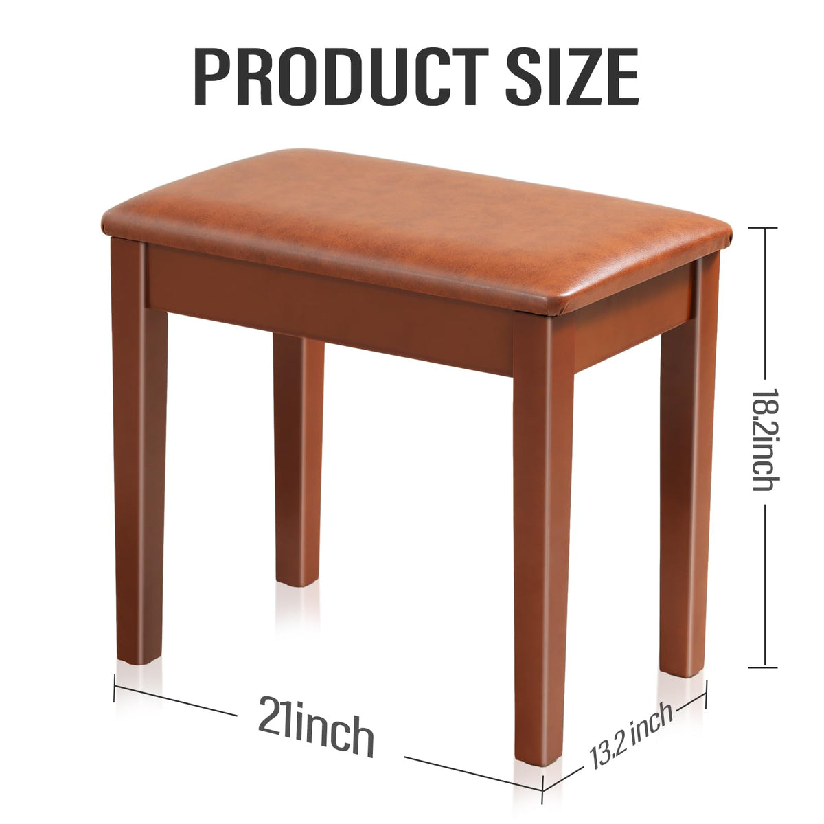 AODSK Piano Stool, Solid Wood Frame, Padded Cushion, 13.21"x21"x18.2"