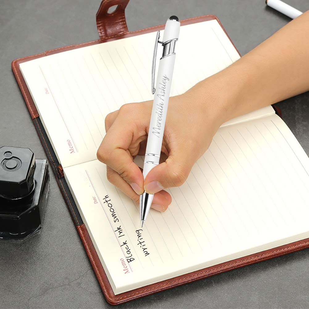 Aolun Personalised Pen,Custom Engraved Ballpoint Pen with Stylus,12 Pcs,Soft Touch Metal,Enter