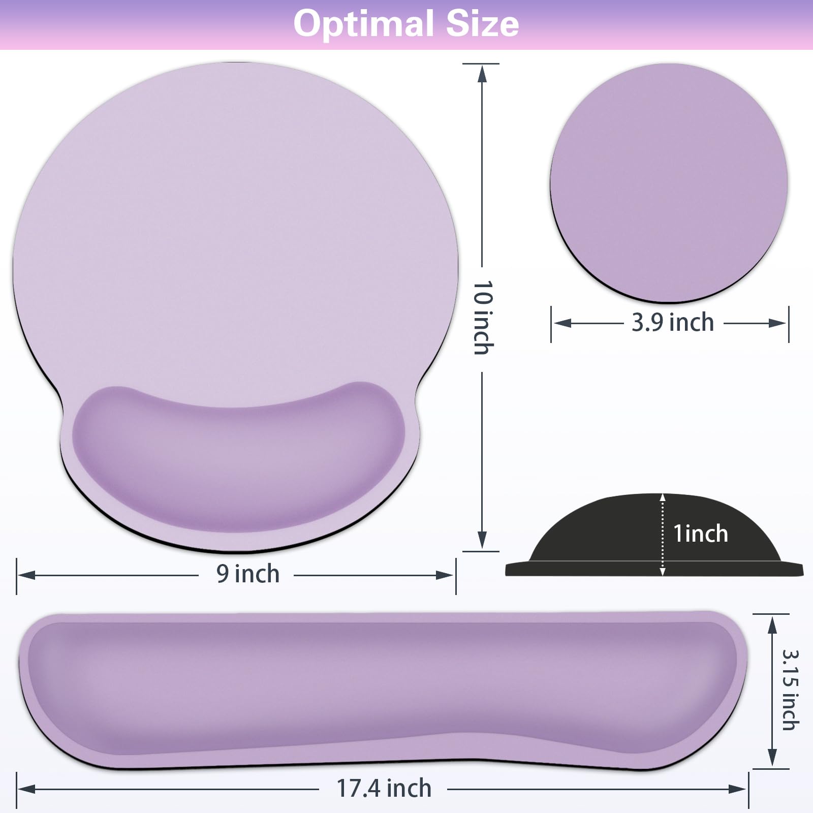 Mouse Pad with Wrist Rest Set, 3-in-1 Wrist Support Mousepad