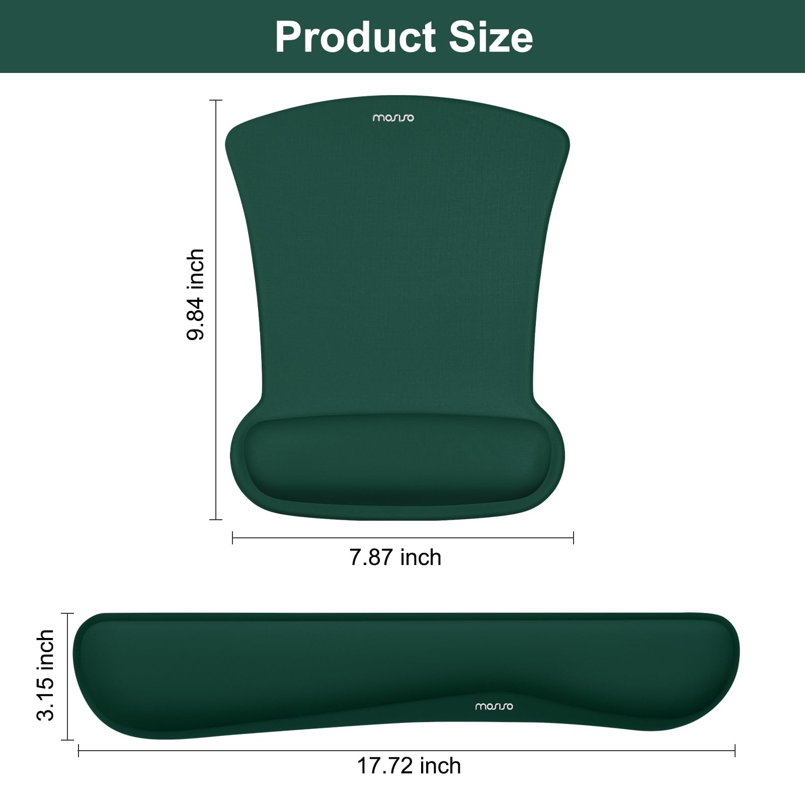 MOSISO Wrist Rest Support for Mouse Pad & Keyboard Set, Peacock Green