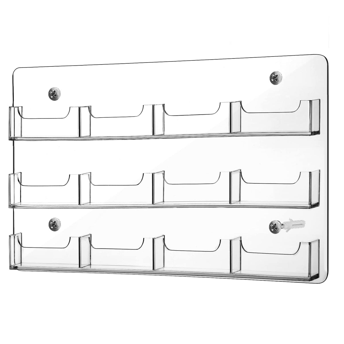 Acrylic Business Card Holder Wall Mount, 12 Pocket, 15.75'' x 10.24''