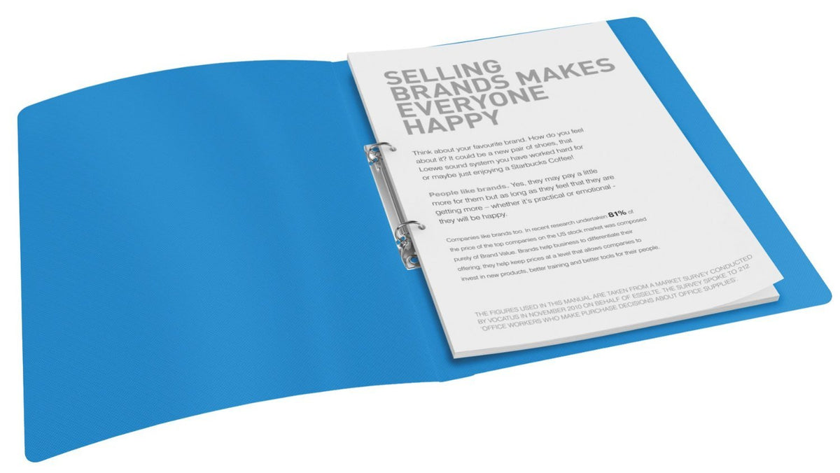 Esselte 2 Ring Binder, Holds up to 100 Sheets, Vivida Range, 16 mm Spine, 624031 - A4, Blue