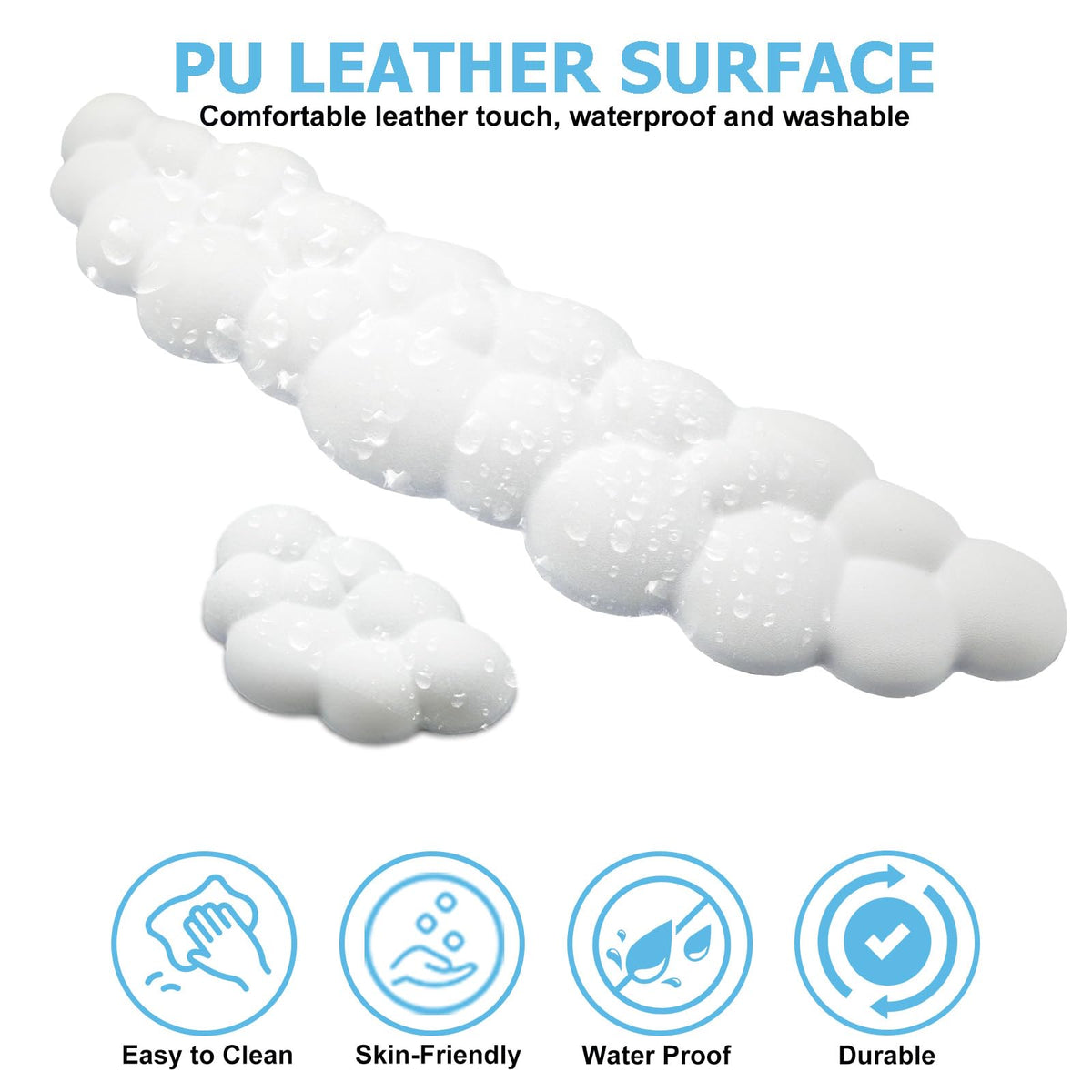 Cloud Wrist Rest Keyboard, Ergonomic Keyboard Wrist Rest Pad Set, White