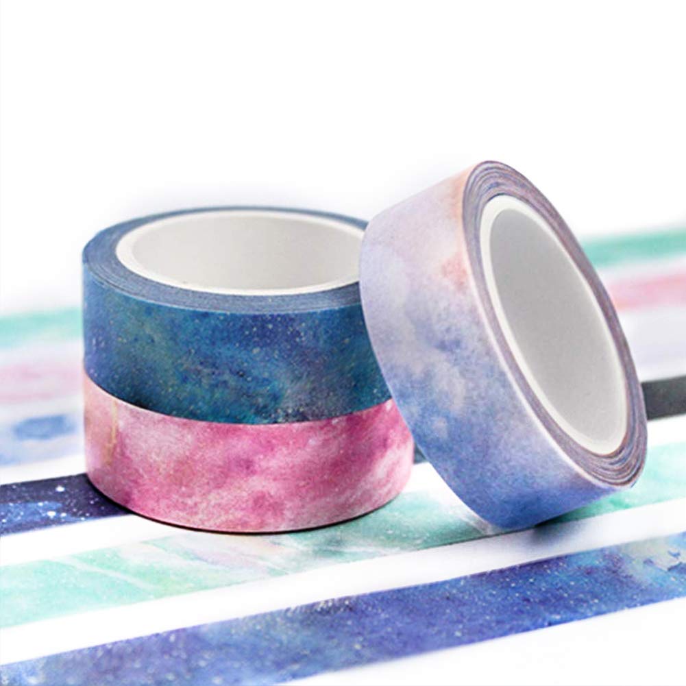 YUBBAEX Galaxy Washi Tape Set Starry Printed Extra Long Decorative Tapes for Arts, DIY Crafts