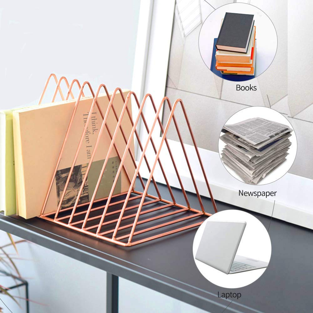 HongDream Magazine Rack Book Record Holder, Desktop Iron Storage Rack Bookshelf Multifunction