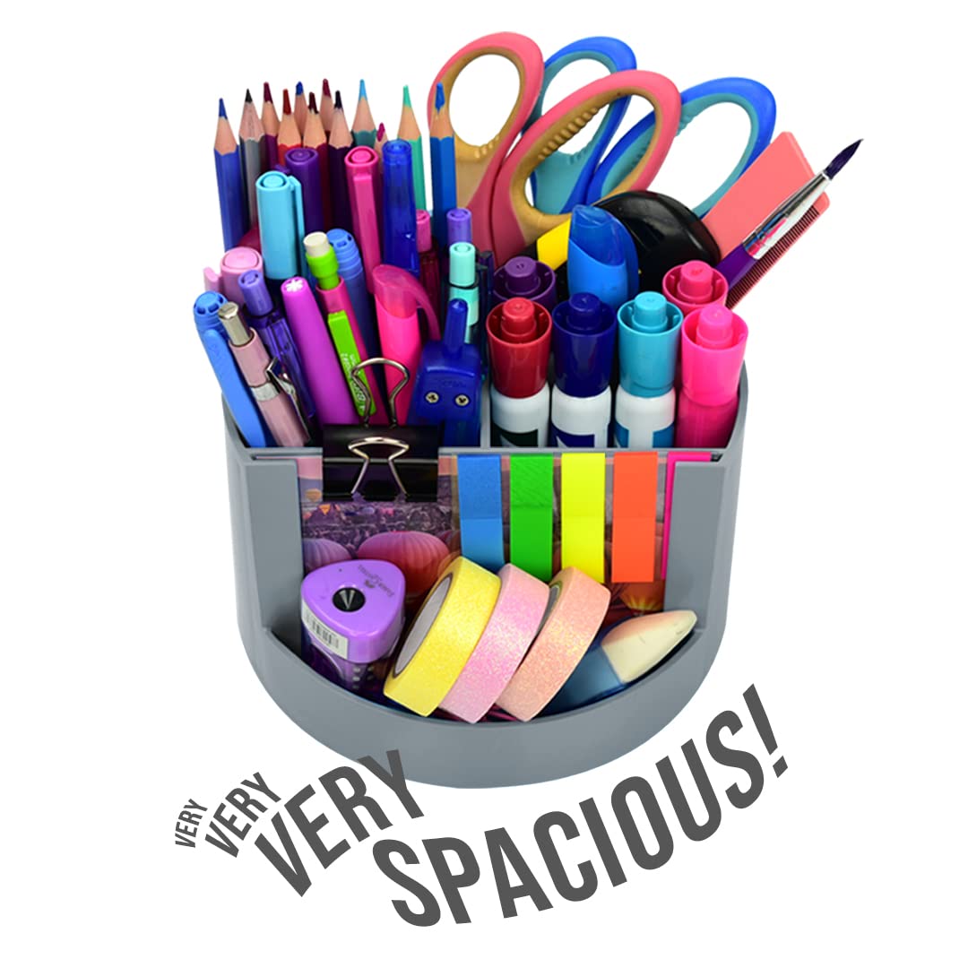 Acrimet Compact Desktop Organizer, 4 Spacious Slots, Round Pencil and Accessories Holder with Photo