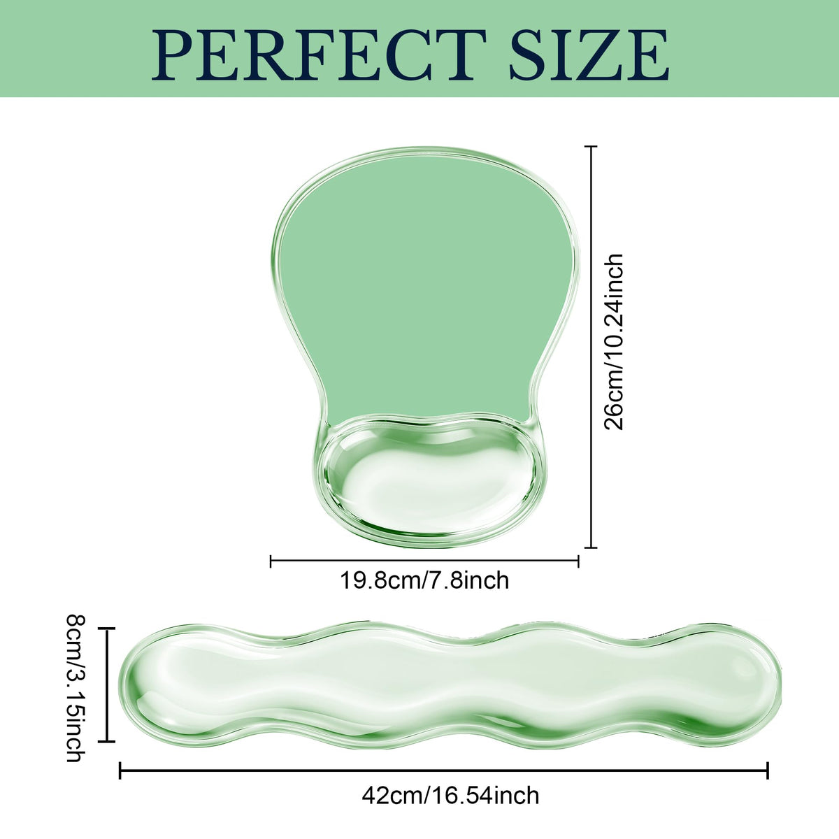 Keyboard Wrist Rest & Ergonomic Mouse Pad with Wrist Rest Set, Cute Transparent Gel Wrist Rest for