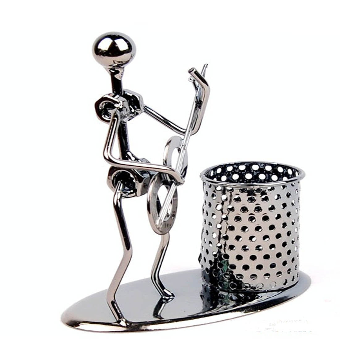 Winterworm Pen Container Holder Pencil Cup Iron Art Music Figure~Home Office Desk Decor Gift