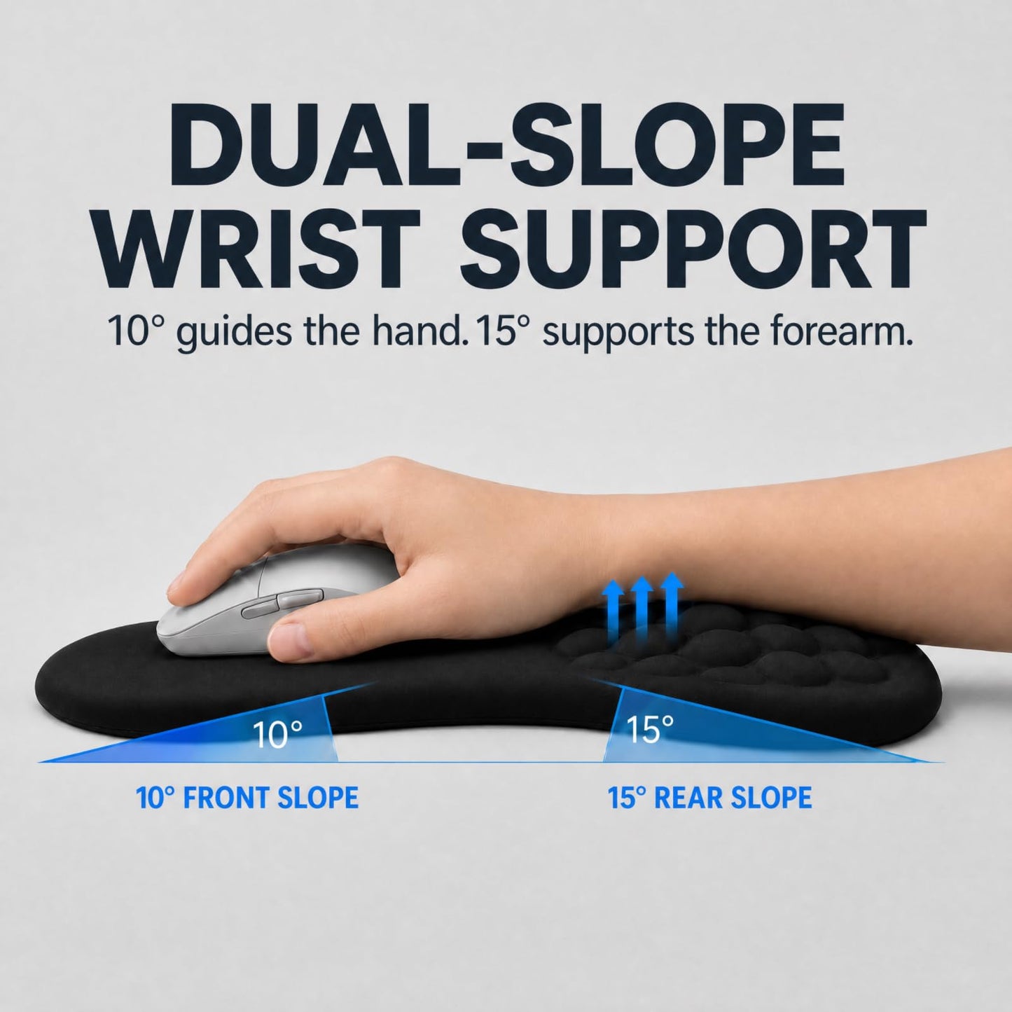 Zylentix Ergonomic Mouse Pad with Wrist Rest, Large 12x8 inch, Black