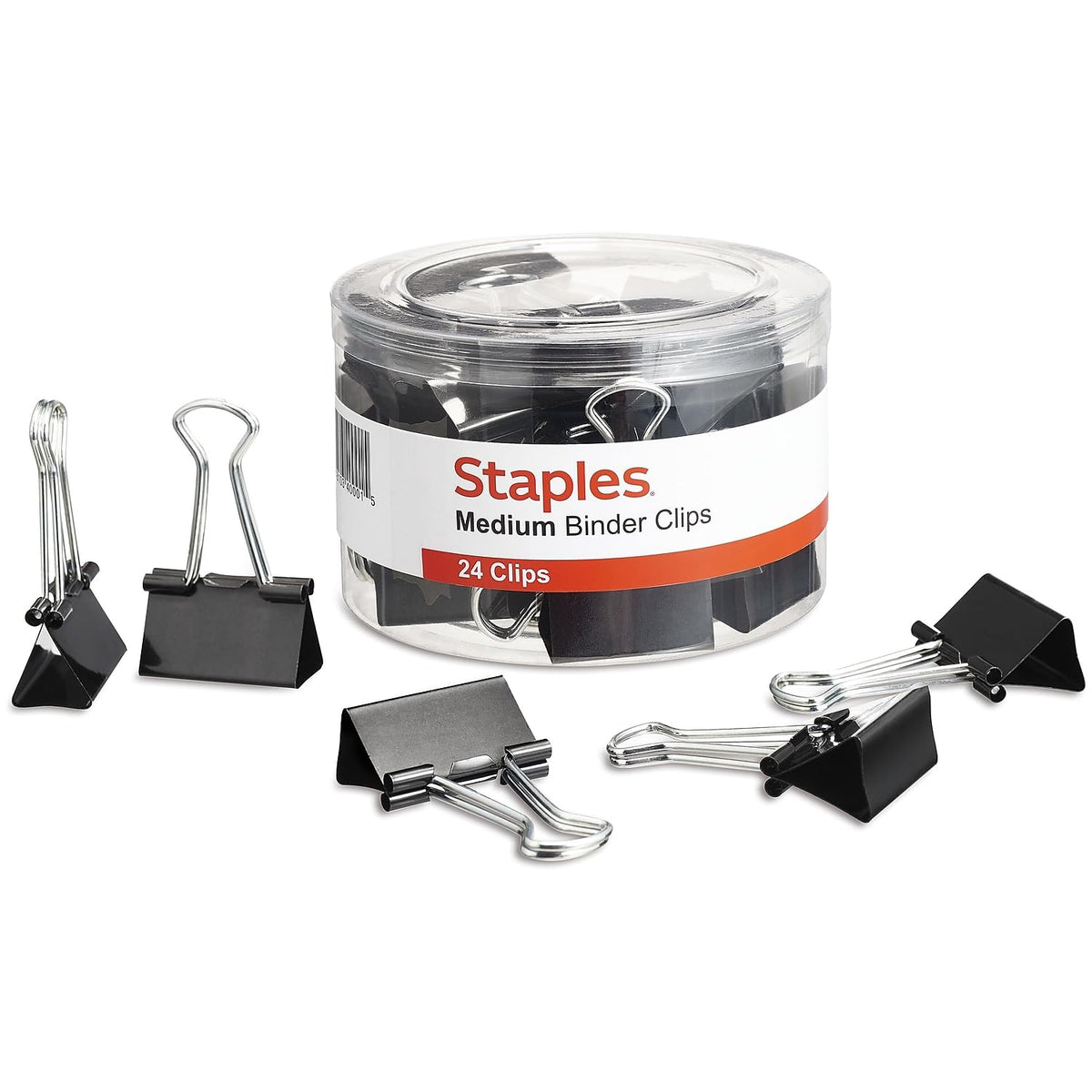 Staples Binder Clips, Medium 0.63 In Capacity, Black, 24-Pack