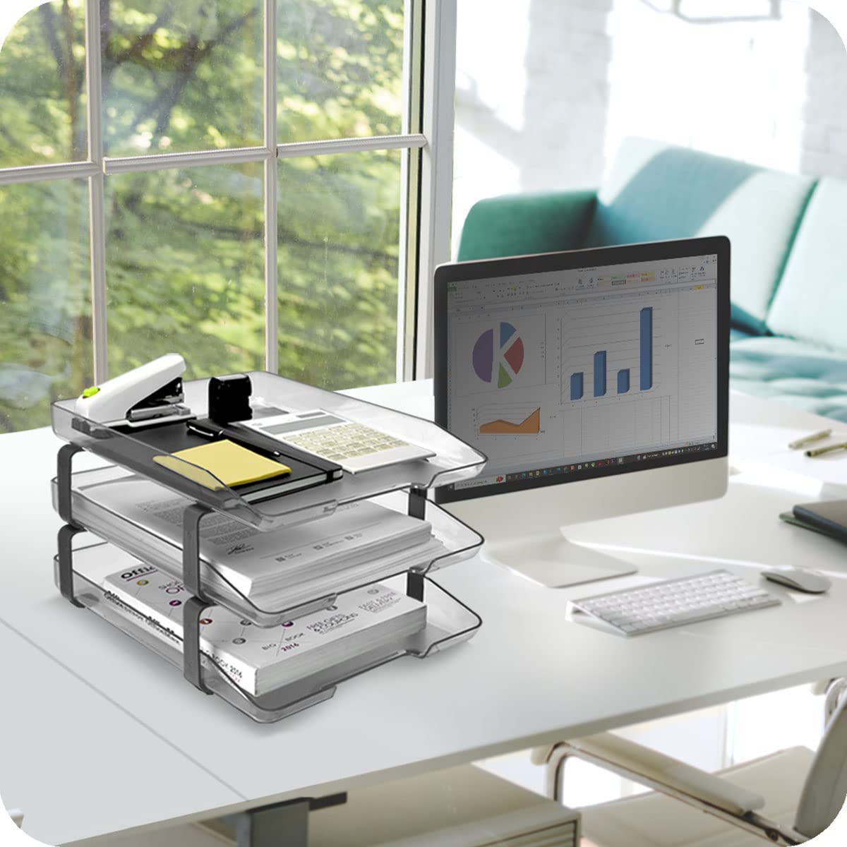 Acrimet Traditional 3 Tier Letter Tray, Front Load Design, A4 Letter Size, Desktop Organizer