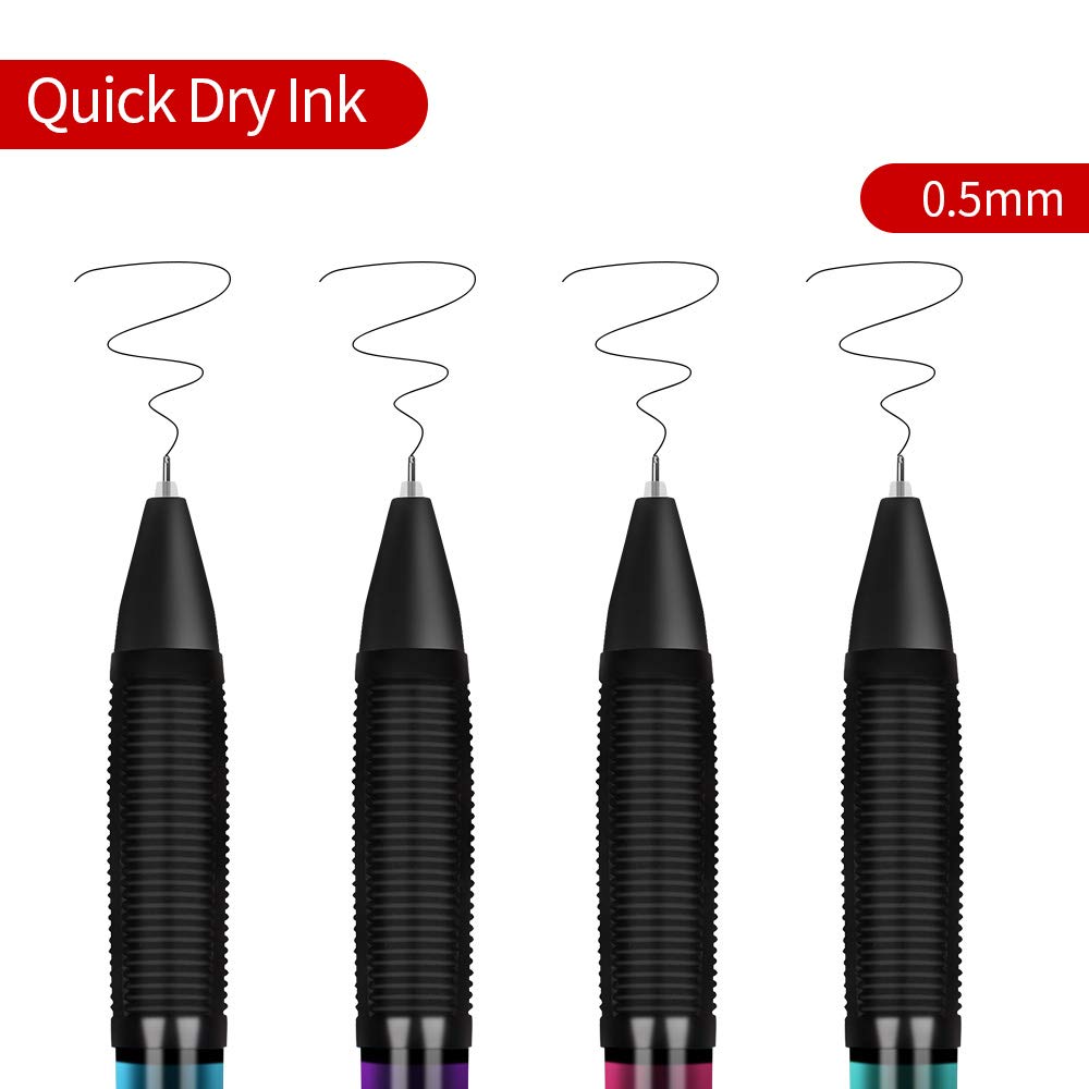 MyLifeUNIT Gel Pens, Black Fine Point Gel Pen for Super Smooth Writing, 0.5mm Retractable Pens with