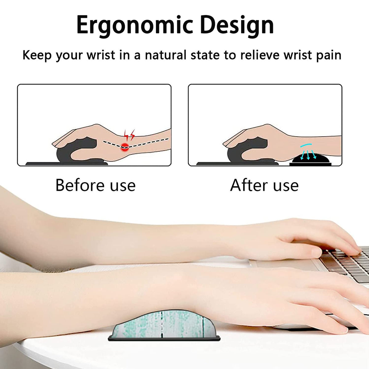 Large Mouse Pad, Extended Office Desk Pad, 31.5x11.8in, Ergonomic Memory Foam Mouse Wrist Rest