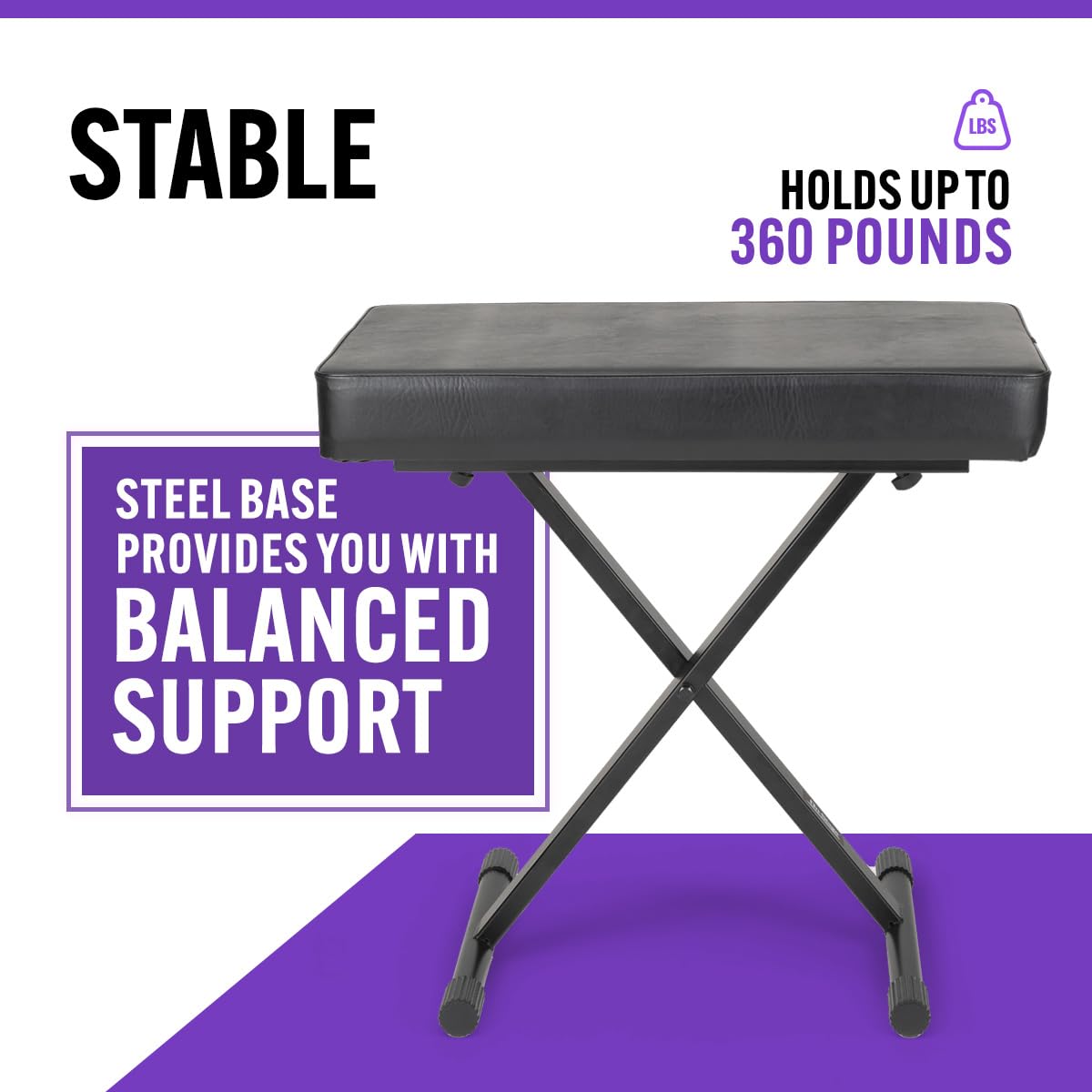 OnStage KT7800+ Deluxe X-Style Keyboard Bench (Portable, Folding, Seating for Keyboards, Synths