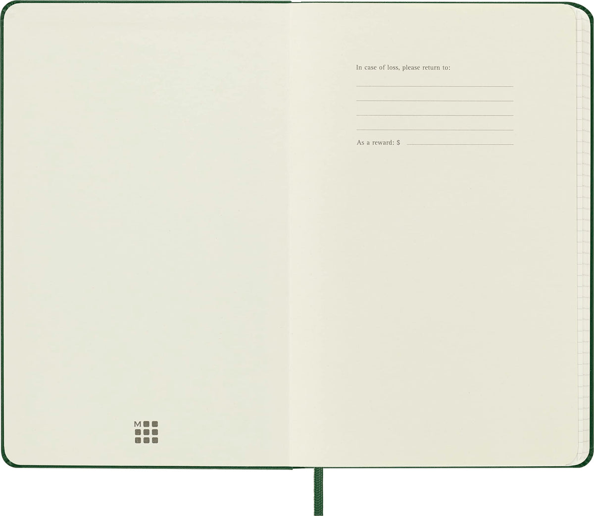 Moleskine Notebook, Large, Squared, Myrtle Green, Hard (5 x 8.25)