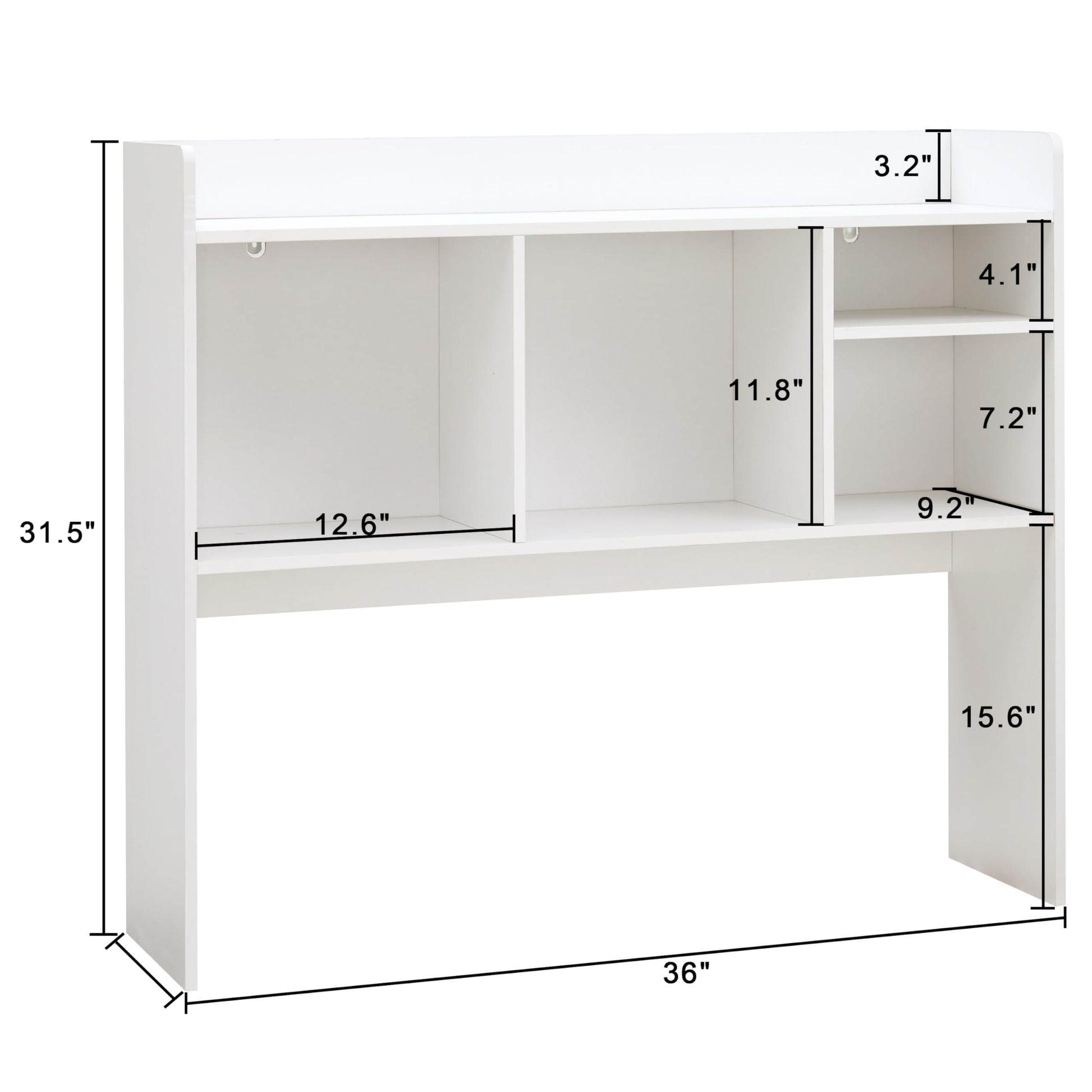 Nromant Desktop Bookshelf, Wooden Desk Storage Hutch with 6 Shelves for Computer Desk, 3-Tier