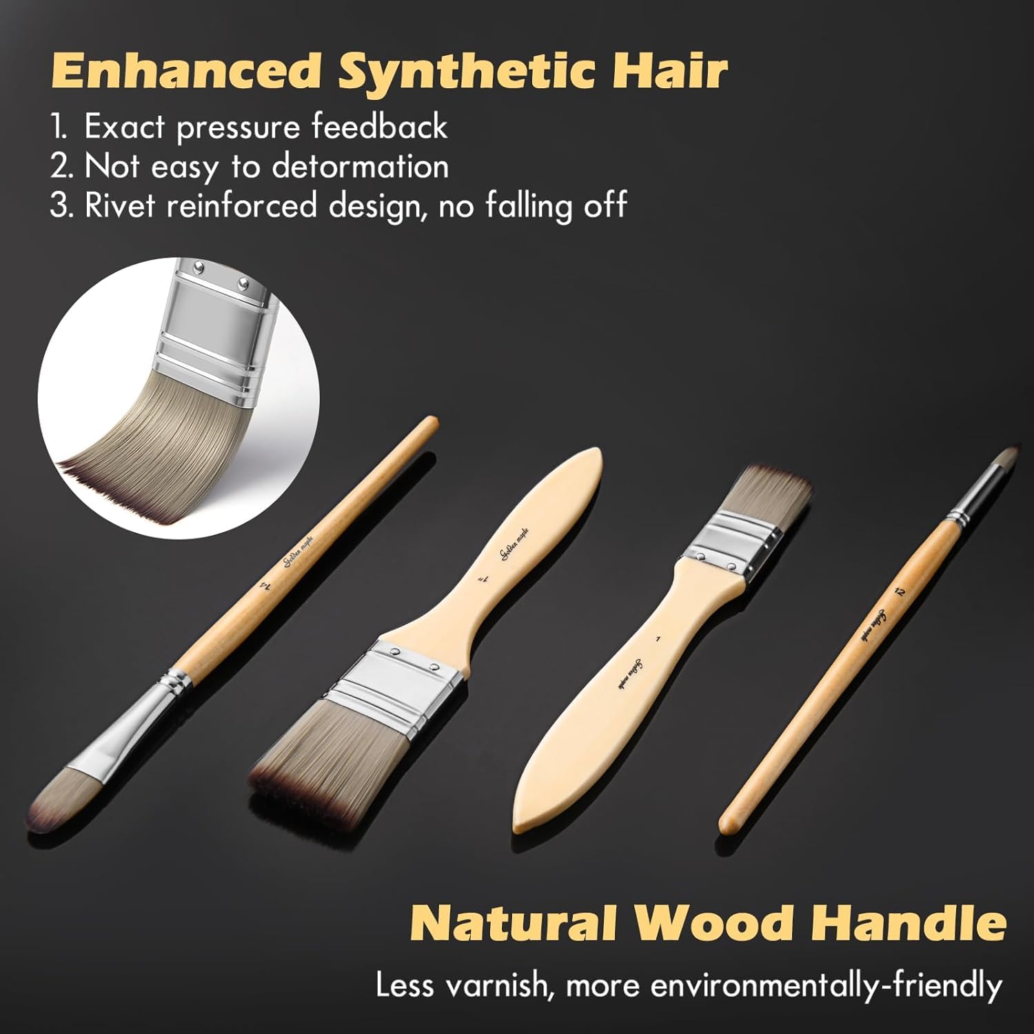 Acrylic Paint Brush Set, Golden Maple 25 PCS Paint Brushes for Acrylic Painting Oil Watercolor &
