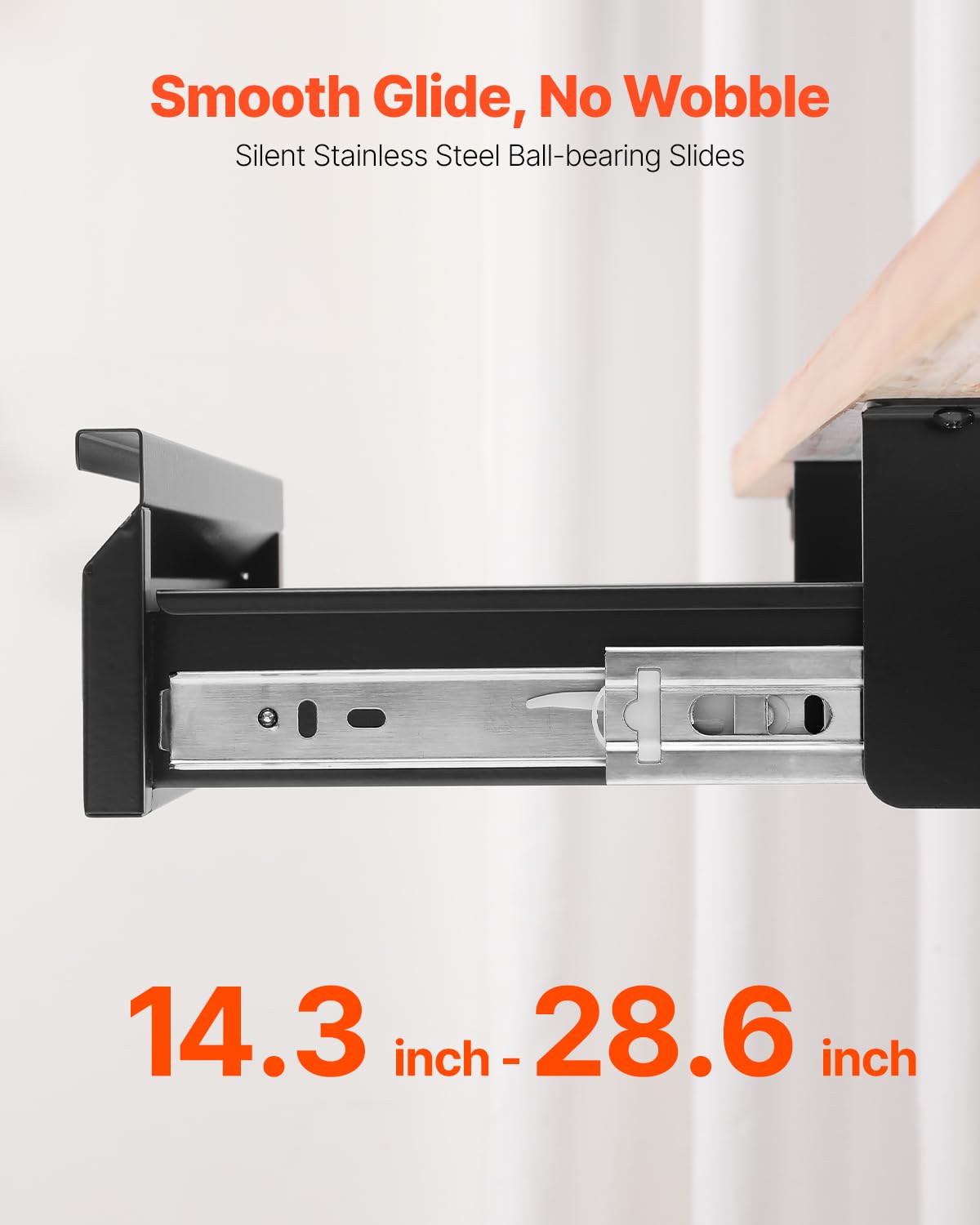 VEVOR Under Desk Drawer Slide Out, 16 inch Attachable Desk Drawer for Sit Stand Workstation, Hidden