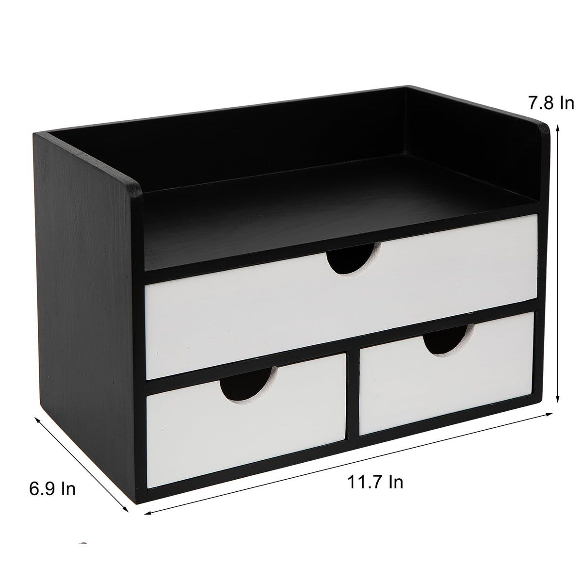 Rustic Wood Desk Organizer with Drawers,3-Drawer Desktop Storage Box