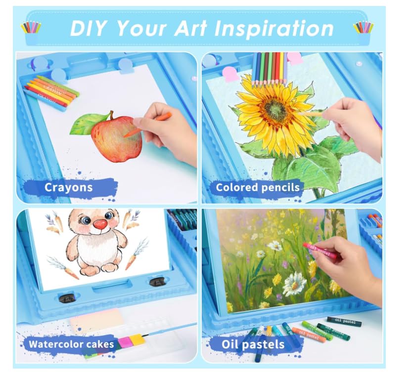208 PCS Art Supplies,Drawing Art Kit for Kids Girls Boys Teens Artist, Art Set Case with Trifold