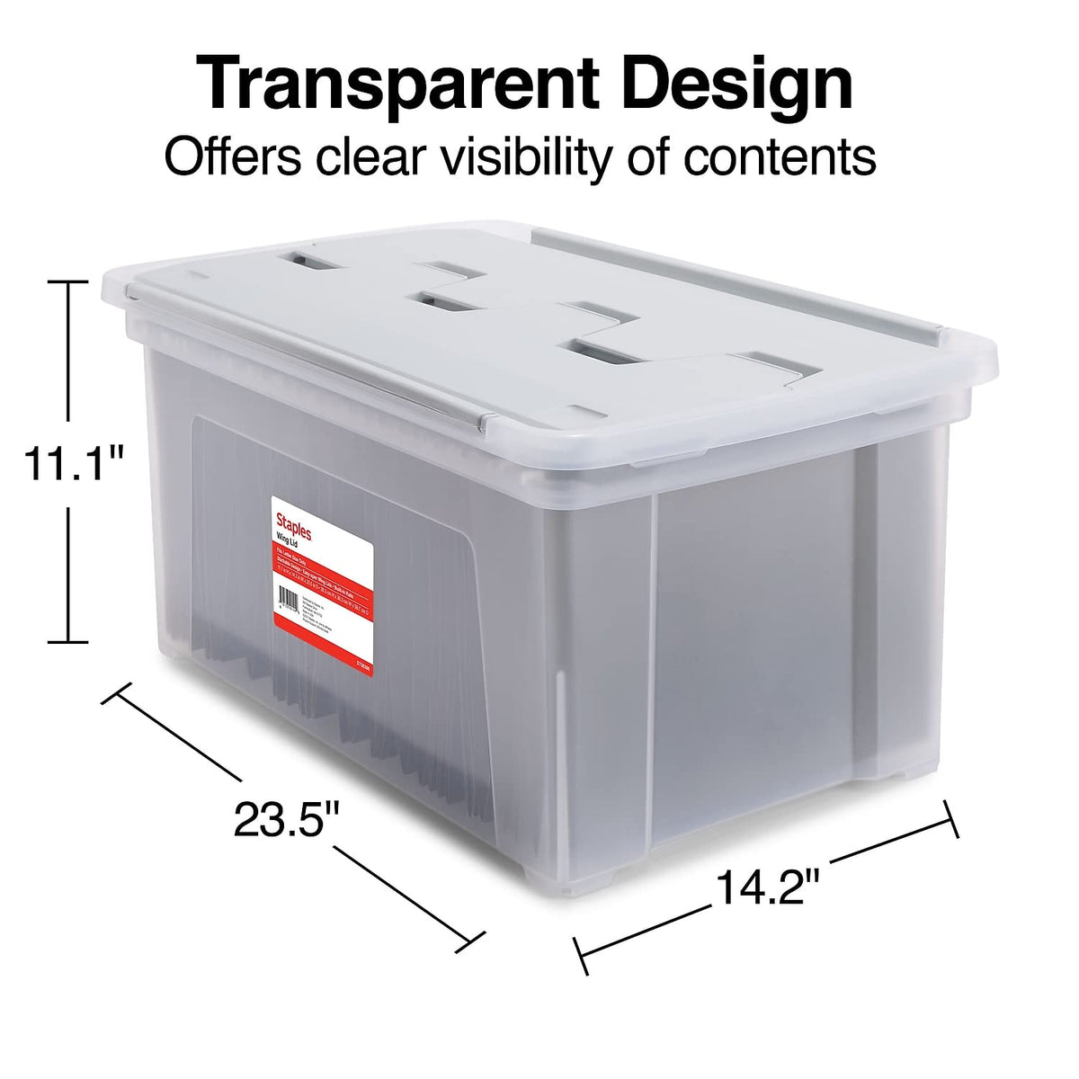 Staples Hanging File Folder Box, Storage Bin Organizer, Wing Lid