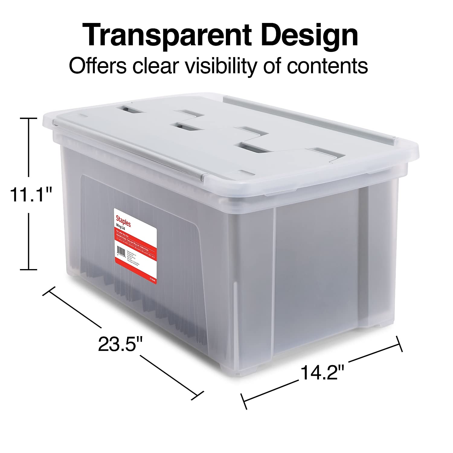 Staples Hanging File Folder Box, Storage Bin Organizer, Wing Lid