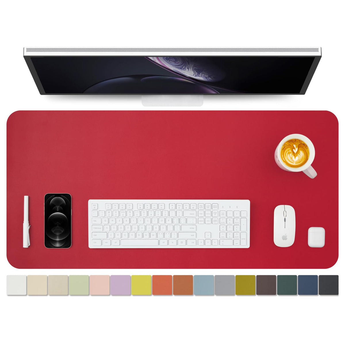 Leather Desk Mat - Non-Slip PU Desk Pad for Office and Home - Desk Organization and Accessories
