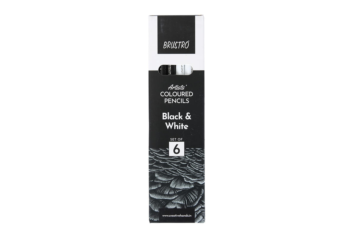 Brustro Artists’ B &W Coloured Pencils Set of 3 Whites and 3 Blacks