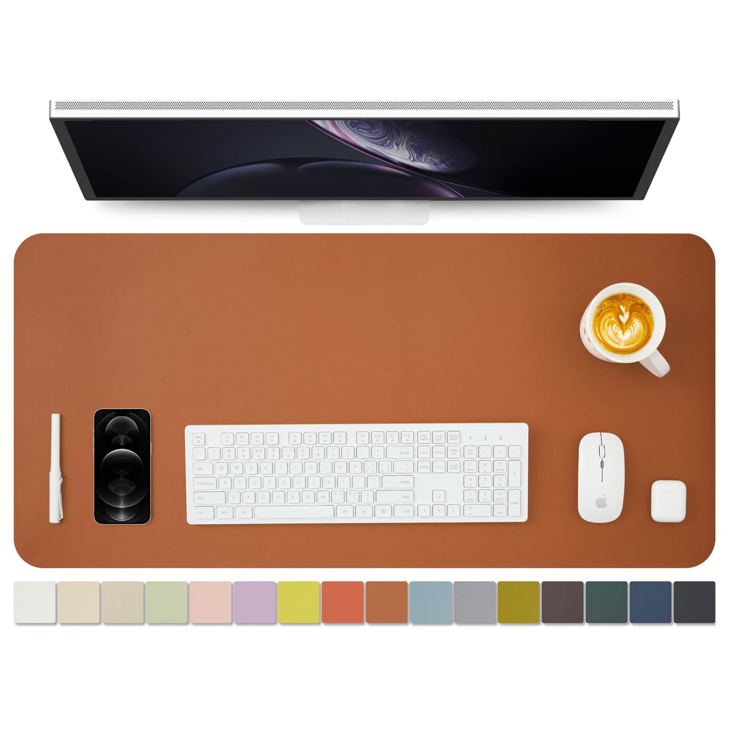 Leather Desk Mat - Non-Slip PU Desk Pad for Office and Home - Desk Organization and Accessories