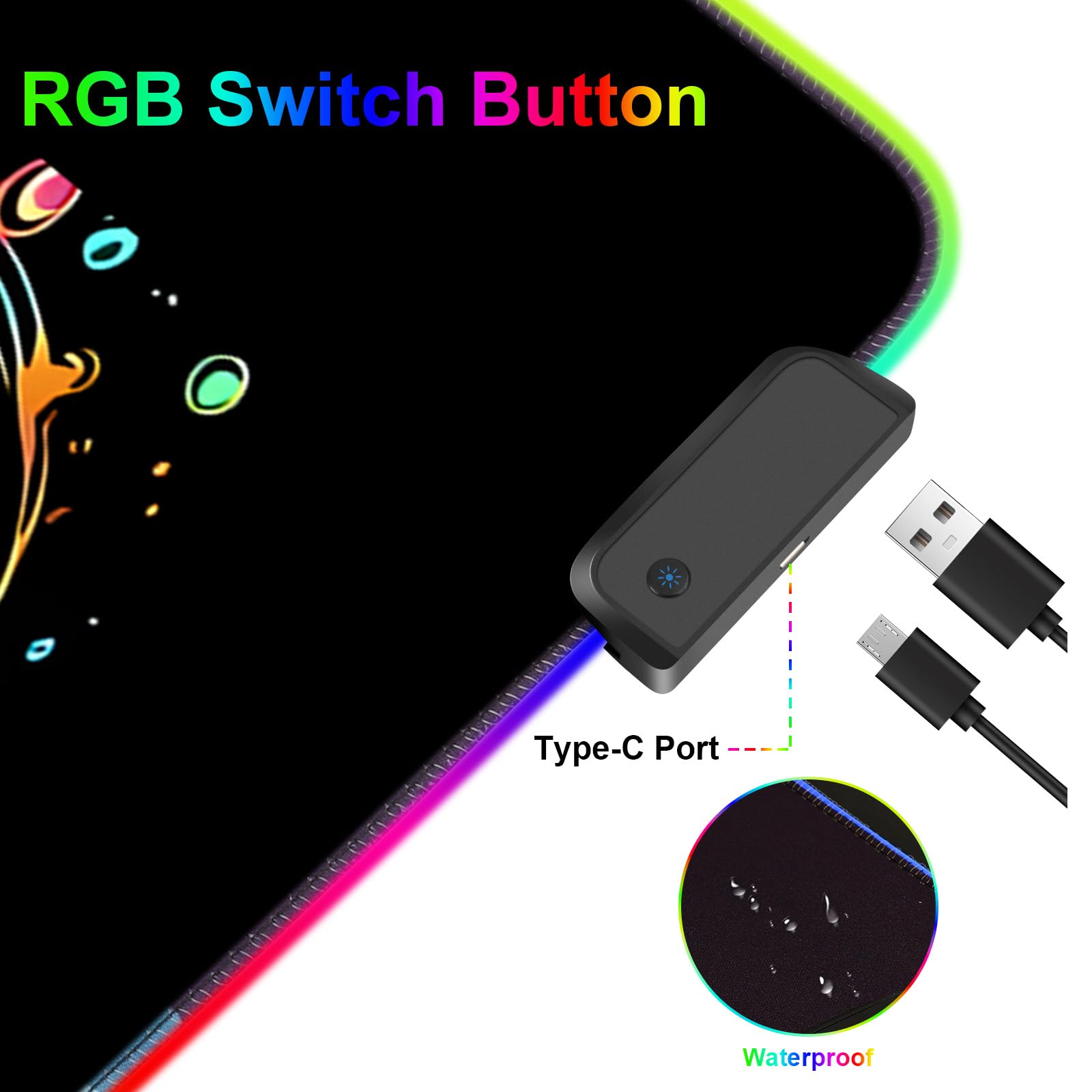 Mouse Pad 31.5 X 11.8 Inches RGB Mouse Mat with 13 Light Modes