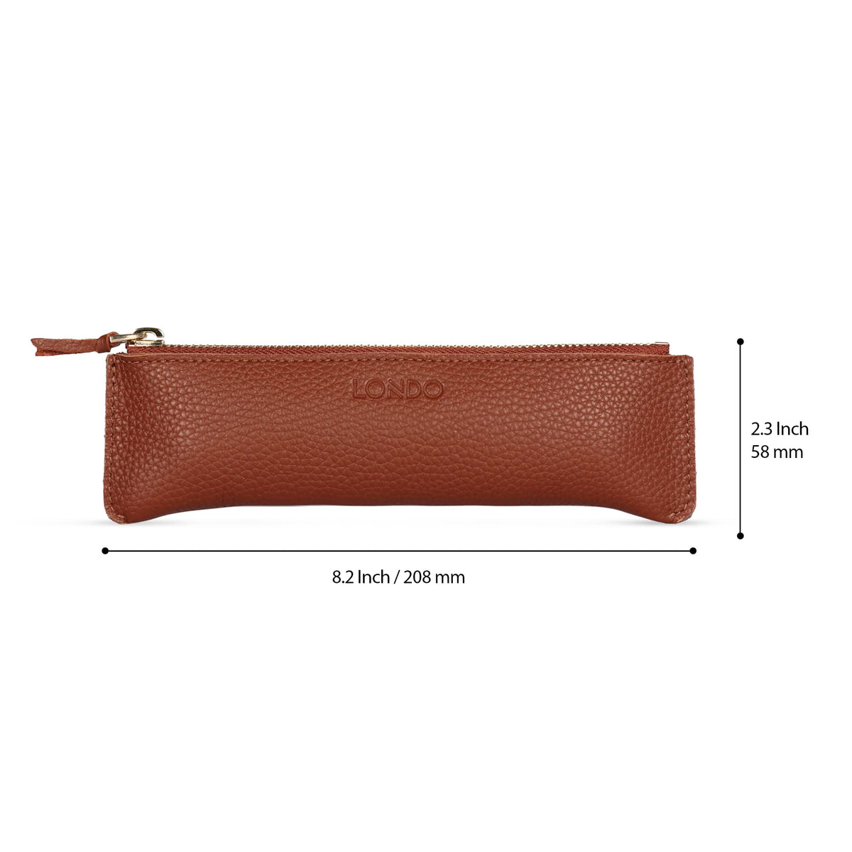Londo Genuine Leather Pen Case with Zipper Closure, Pencil Pouch Stationery Bag